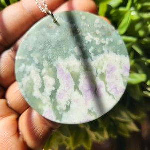 Big Ocean Jasper Pendant Medallion 20" Necklace / Ocean jasper necklace